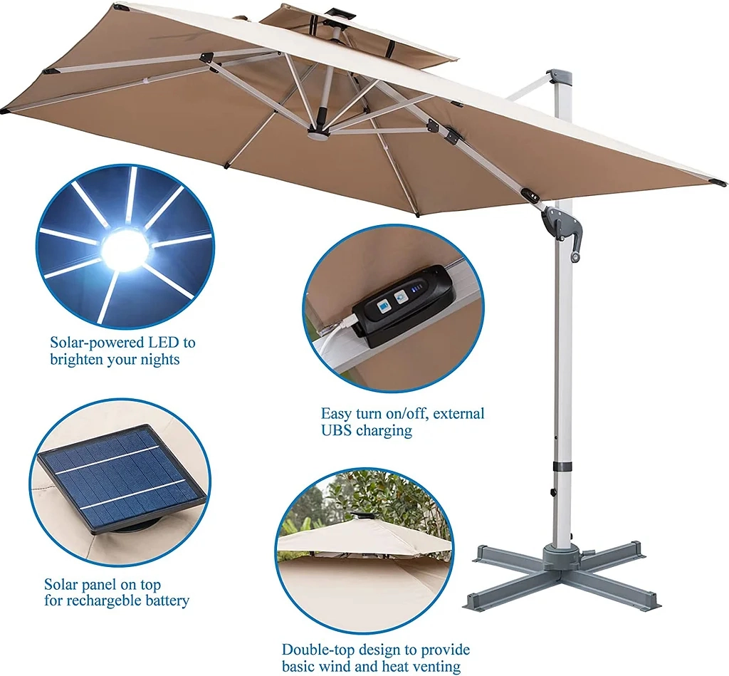 ⚡Clearance Sale☔Solar-powered LED parasol