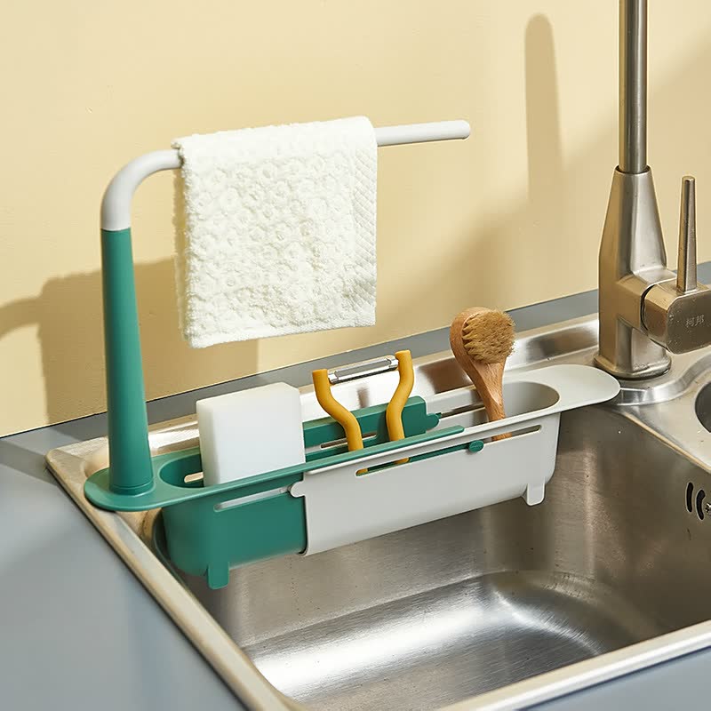 Kitchen Sink Shelf Pool Stretchy Drain Rack Drain Basket Rag Organizer Closet