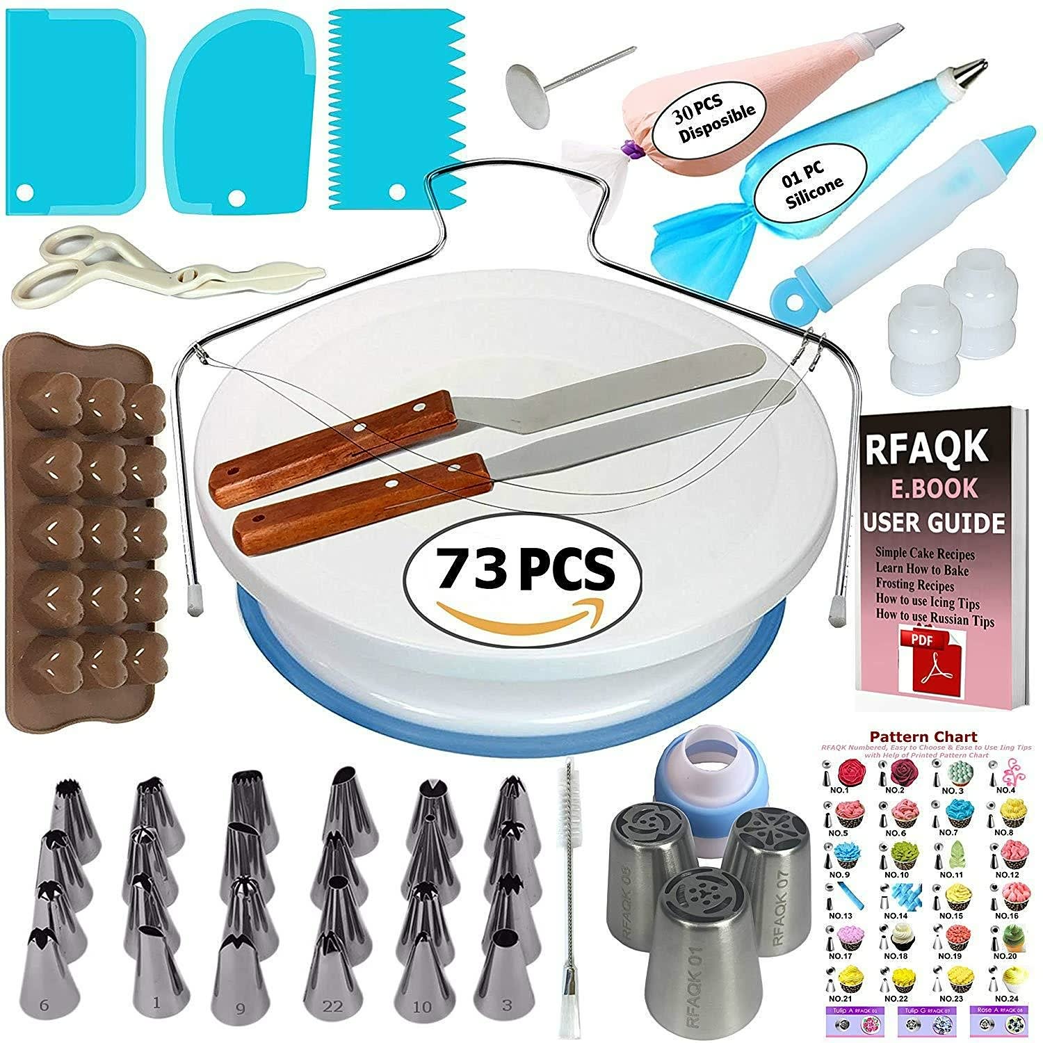 Baking Set Cake Decoration Nozzle Tpu Piping Bag Turntable Tool Set Convenient Fast Simple