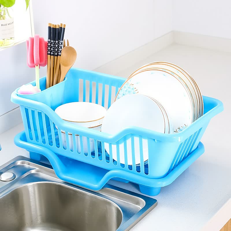 Kitchen Plastic Drain Basket Bowl And Plate Dish Rack Chopsticks Dinnerware Storage Box Storage Wash Vegetables Dripping Shelf Corner Stand