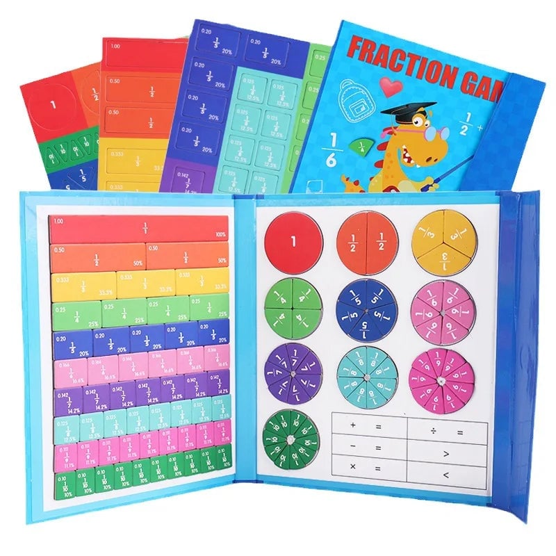 Montessori Magnetic Book Fraction Puzzle For Children (Free Shipping) 