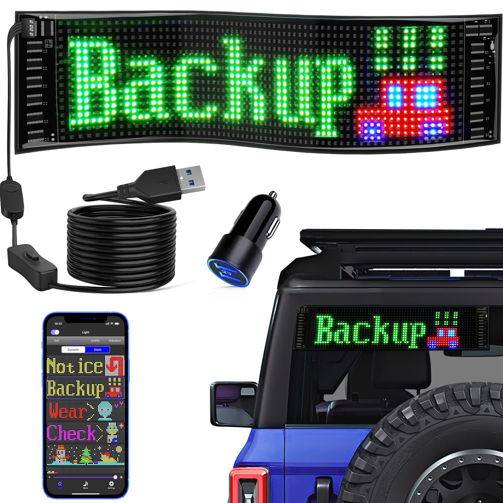 Car led flexible screen APP-car sign expression screen display