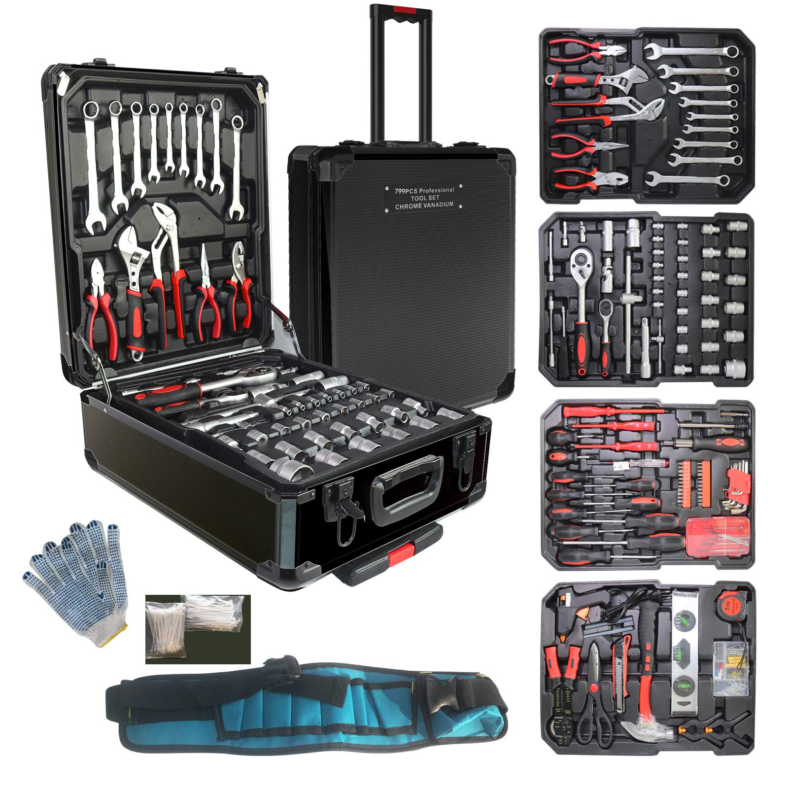 【Beli 1 gratis 3】Tool Sets for Men, Tool Box with Tools