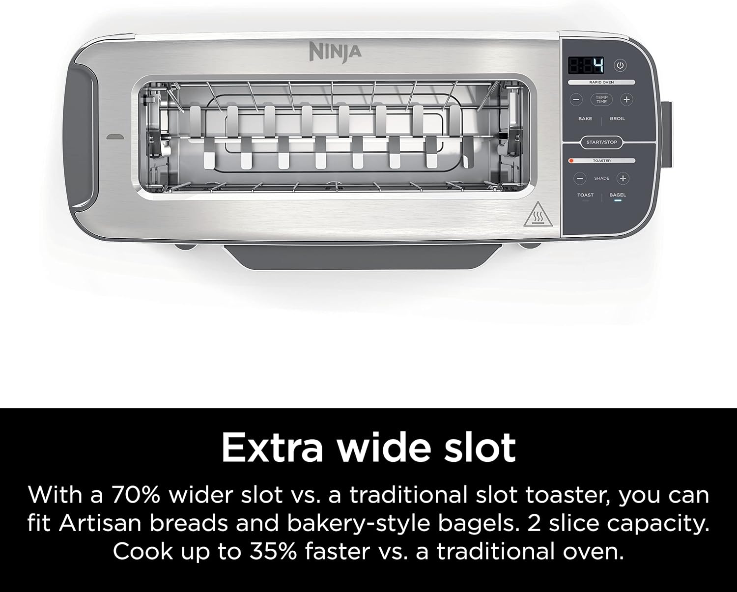 💝Buy more, save more💝ST100 Foodi 2-in-1 Flip Toaster, 2-Slice Capacity, Compact Toaster Oven, Snack Maker, 1500 Watts, Stainless Steel