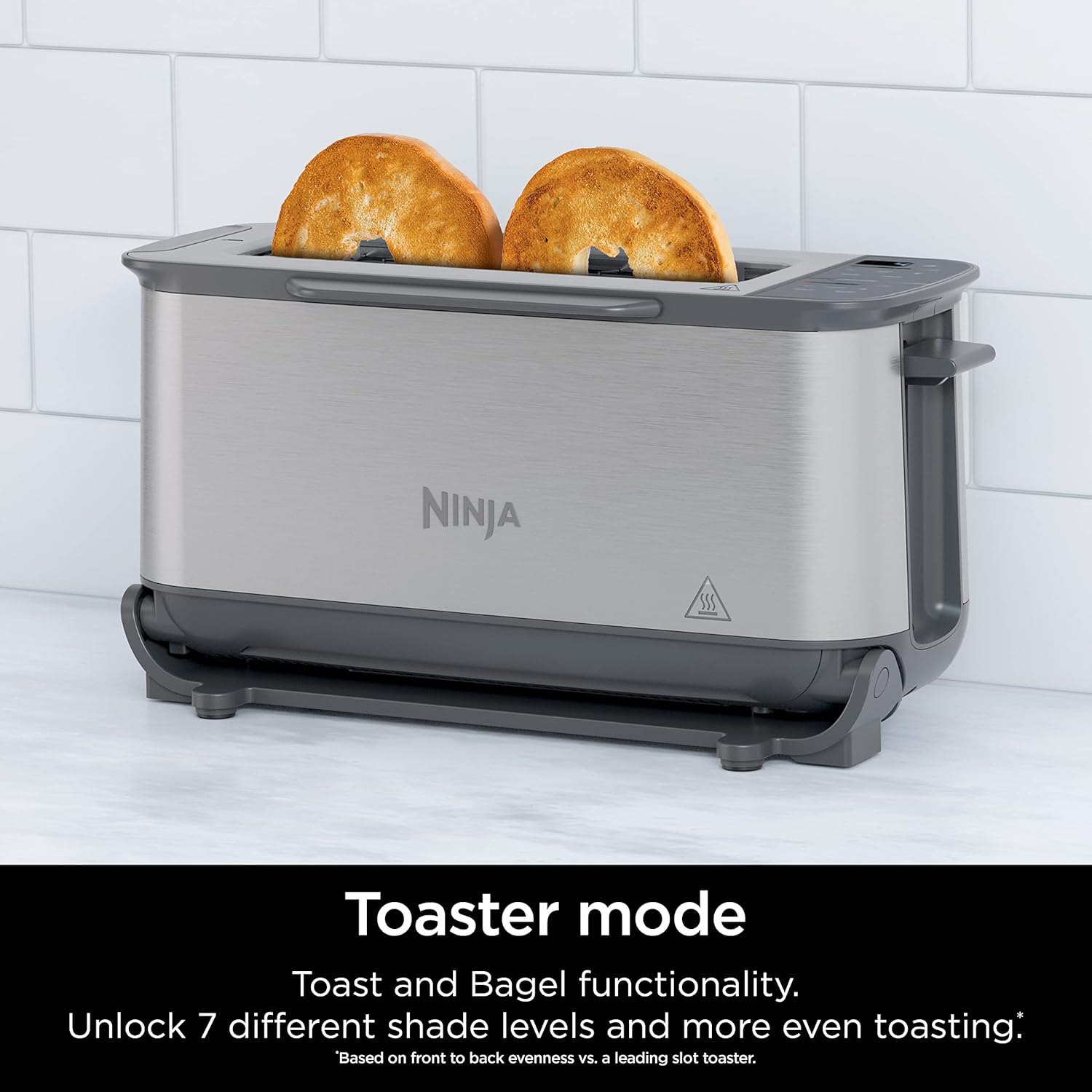 💝Buy more, save more💝ST100 Foodi 2-in-1 Flip Toaster, 2-Slice Capacity, Compact Toaster Oven, Snack Maker, 1500 Watts, Stainless Steel