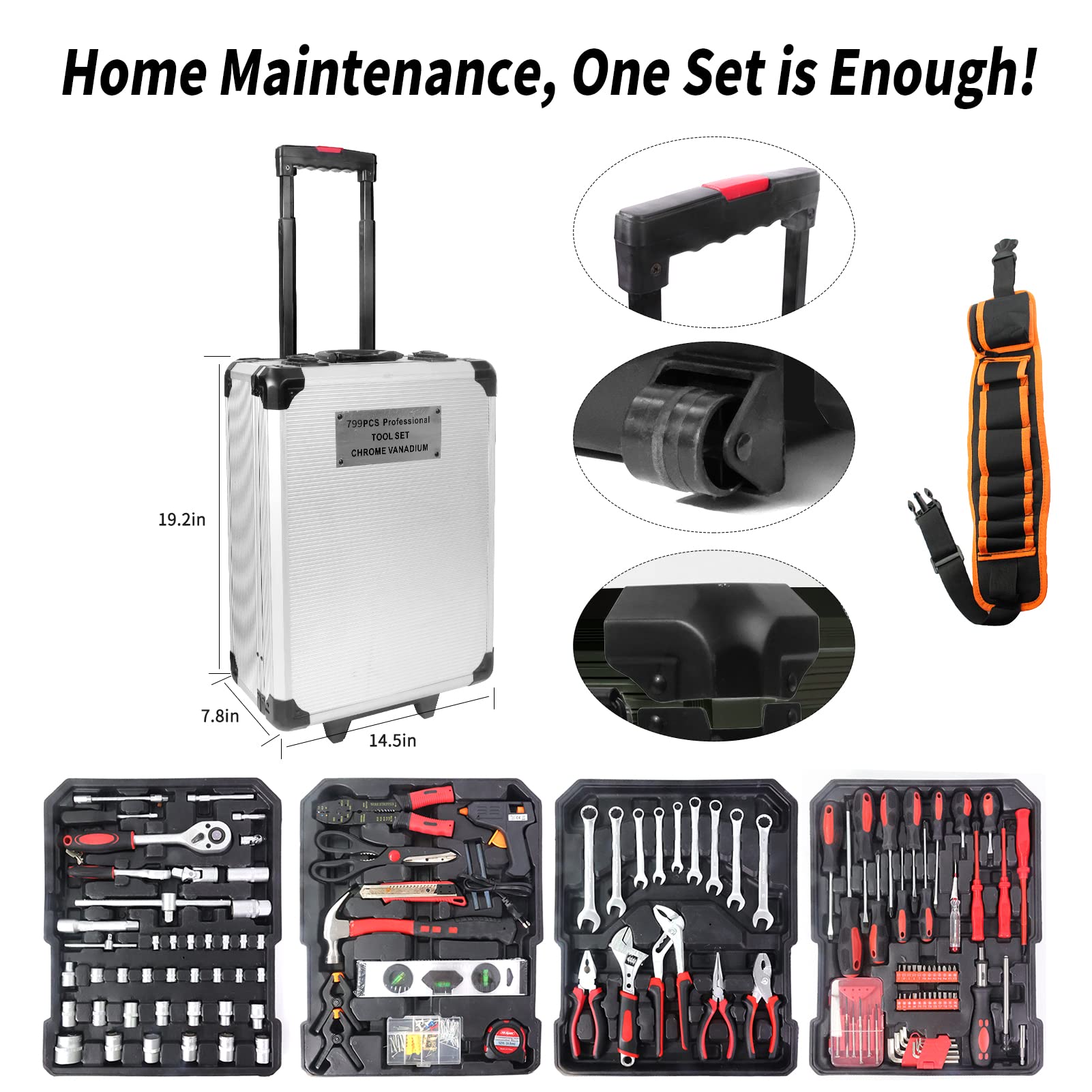 【Beli 1 gratis 3】Tool Sets for Men, Tool Box with Tools