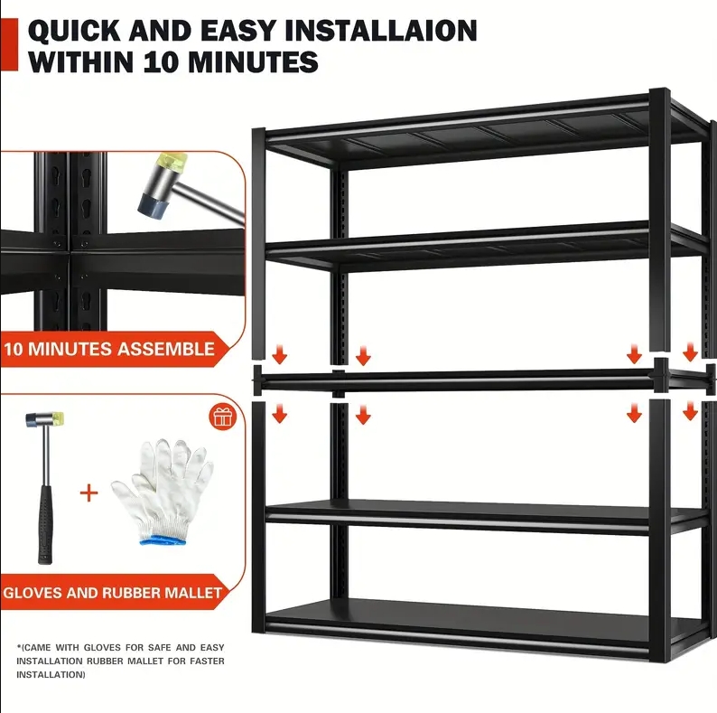 Industrial Strength Storage Solution: 5 Tier Adjustable Metal Garage Shelf