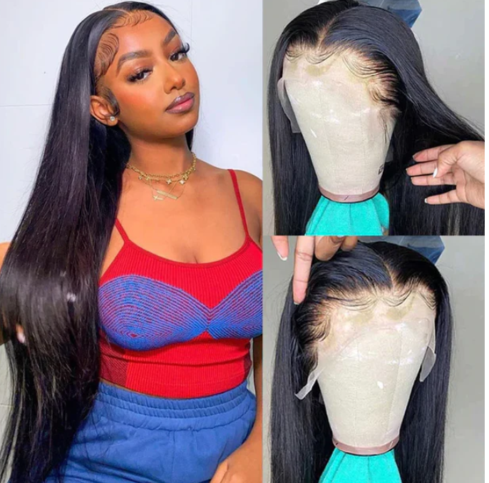 Ashimary 13x4 HD Lace Front Wig Straight Hair Transparent Lace Wigs Natural Color