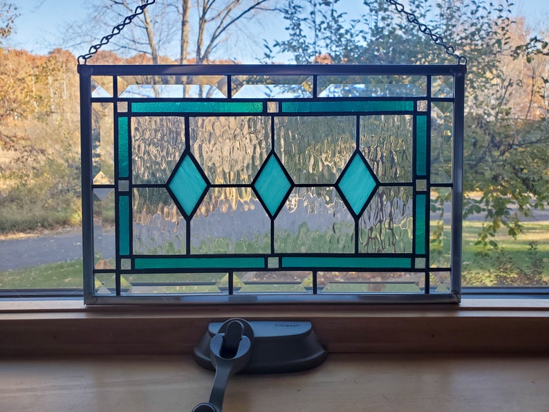 🔥{Early sale 50%}🔥Iridescent Teal Stained Glass Panel