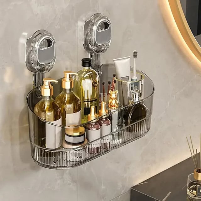 Shower Rack Suction Cup Transparent Bathroom Organizer Multi-functional