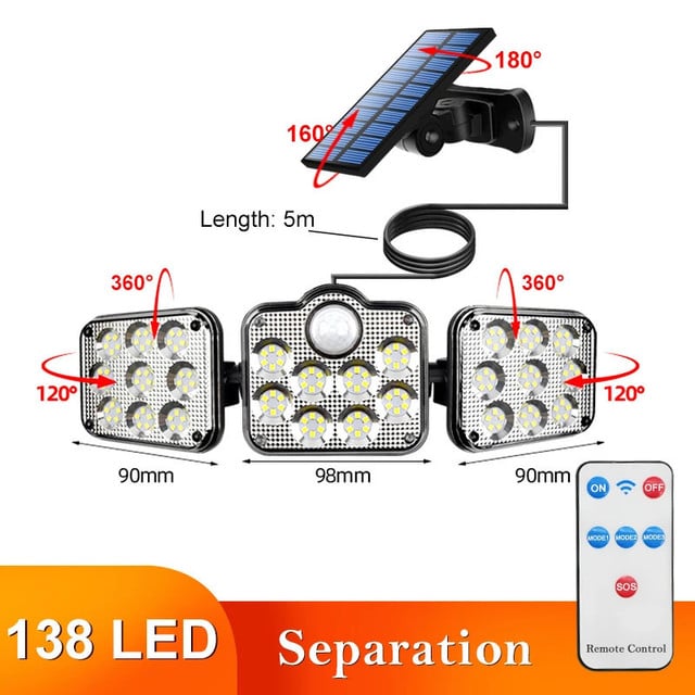 Solar Lamp Outdoor Flood Security Lamp With Remote