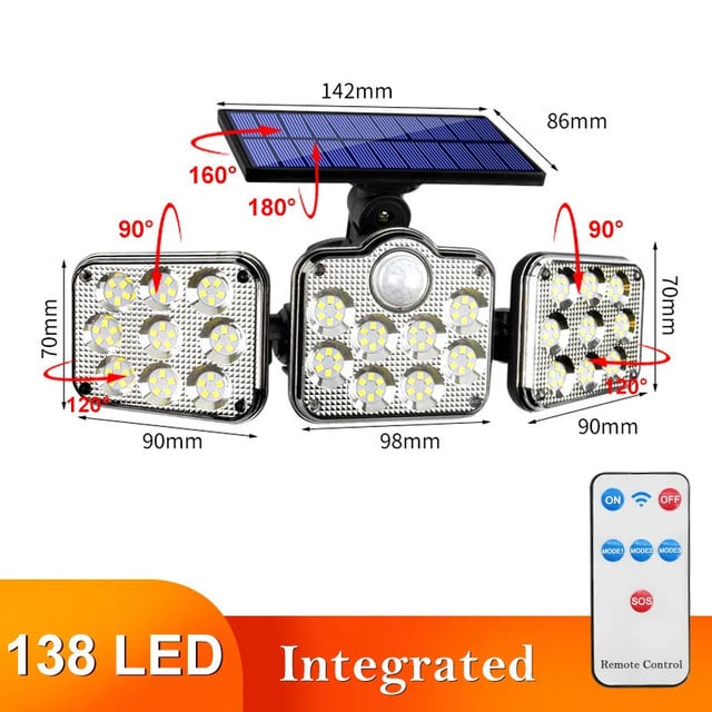 Solar Lamp Outdoor Flood Security Lamp With Remote