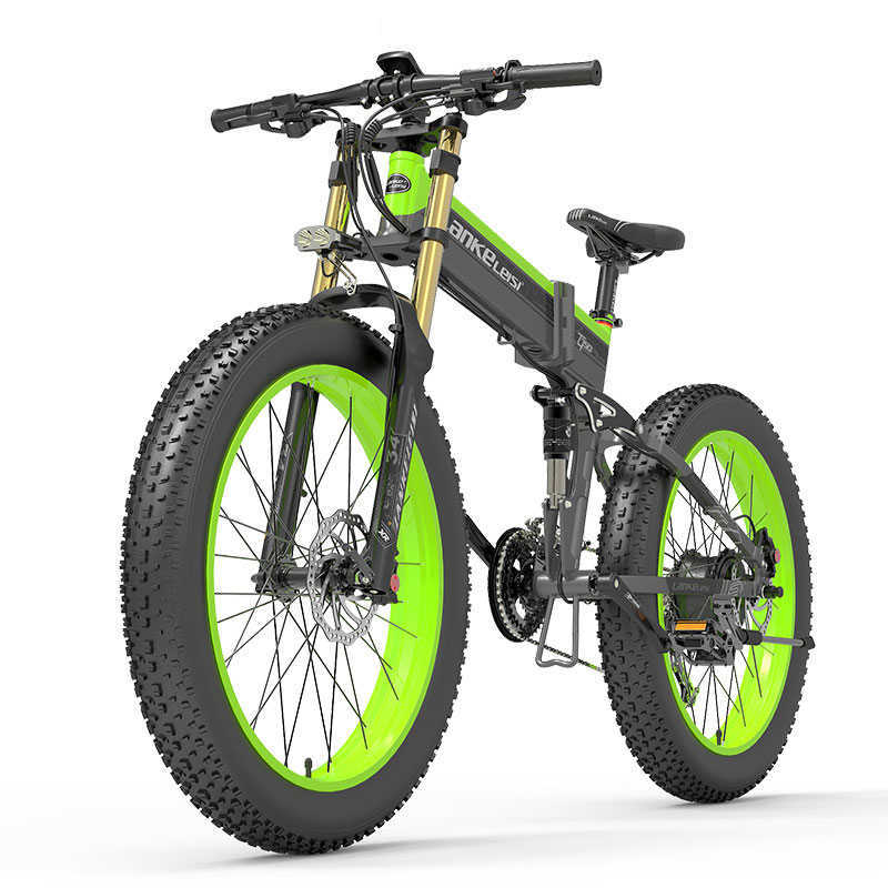 48V 1000W 17.5AH Electric Bike Battery Foldable Ebike LANKELEISI XT750Plus Shimano 27-Speed Mountain Snow Bike