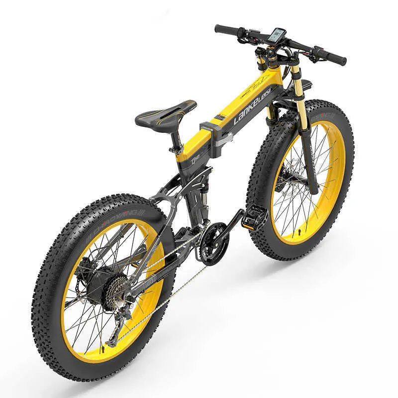 48V 1000W 17.5AH Electric Bike Battery Foldable Ebike LANKELEISI XT750Plus Shimano 27-Speed Mountain Snow Bike