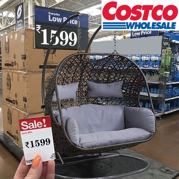 Costco 2023 Patio Wicker Swing Chair With Stand Rain Cover Included