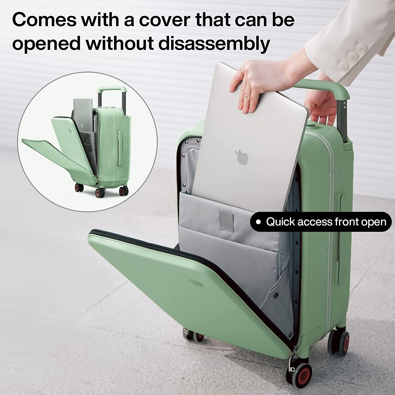 Luggage Wide Handle Luxury Design Rolling Travel Suitcase PC Hardside with Aluminum Frame Hollow Spinner Wheels, with Cover