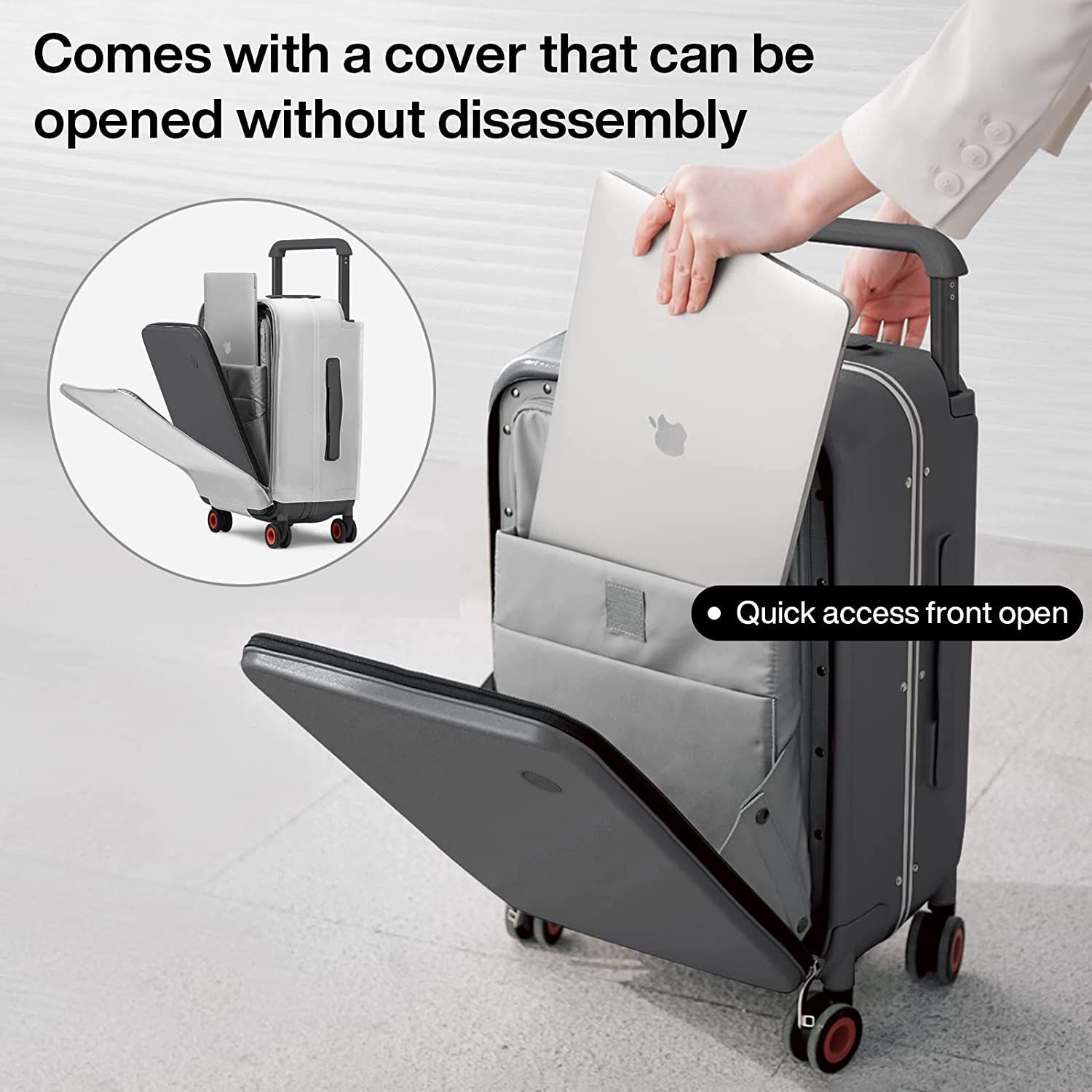 Luggage Wide Handle Luxury Design Rolling Travel Suitcase PC Hardside with Aluminum Frame Hollow Spinner Wheels, with Cover