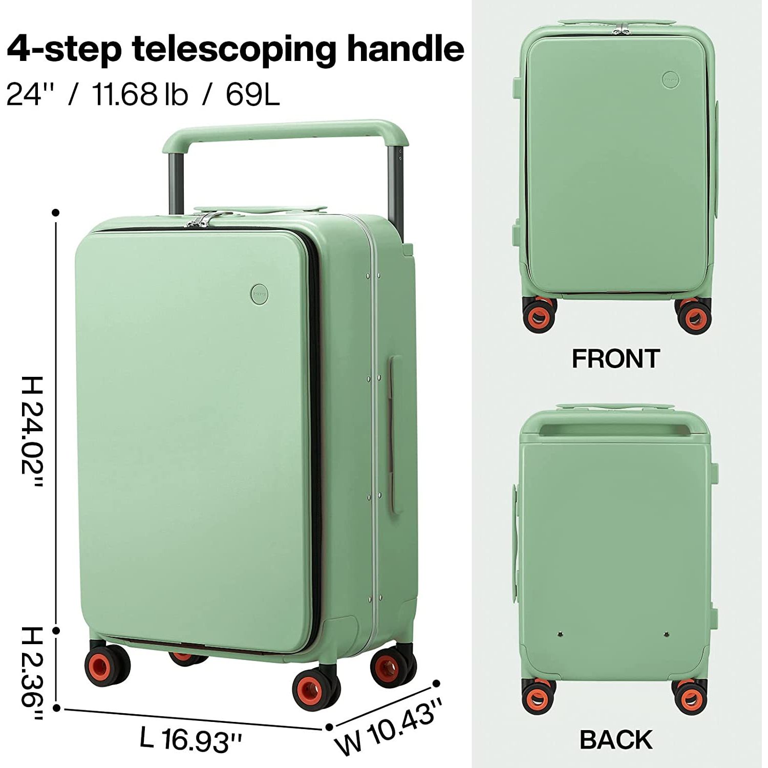 Luggage Wide Handle Luxury Design Rolling Travel Suitcase PC Hardside with Aluminum Frame Hollow Spinner Wheels, with Cover