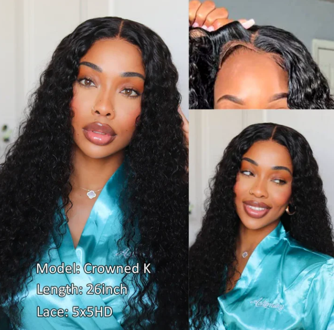 Ready to Wear Magic Wet and Wavy Pre Cut Lace Water Wave 2 in 1 Dry Straight & Wet Curly Wig with Pre Bleached Knots & Plucked Hairline