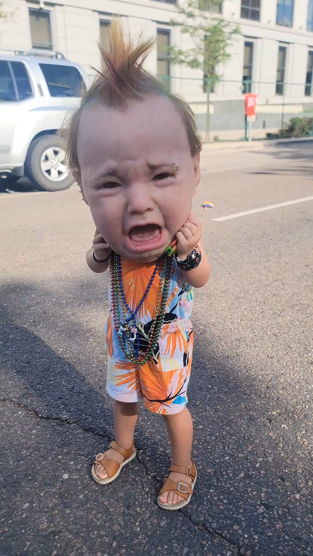 Creepy and hilarious Latex Head Masks (Crying punk baby)