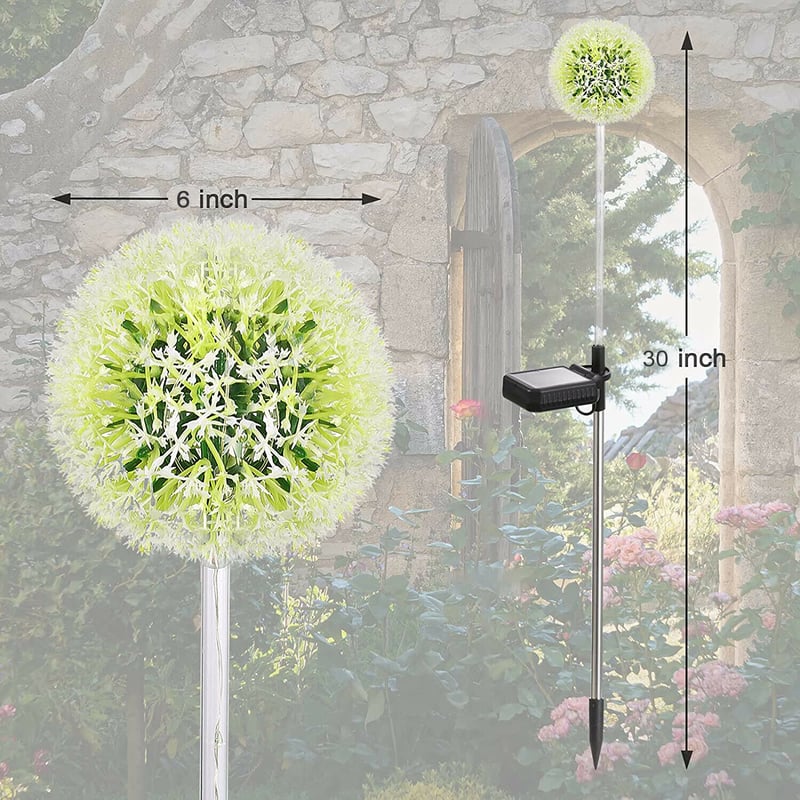 Outdoor Solar Dandelion Garden Stake Lights With Colorful String Lights