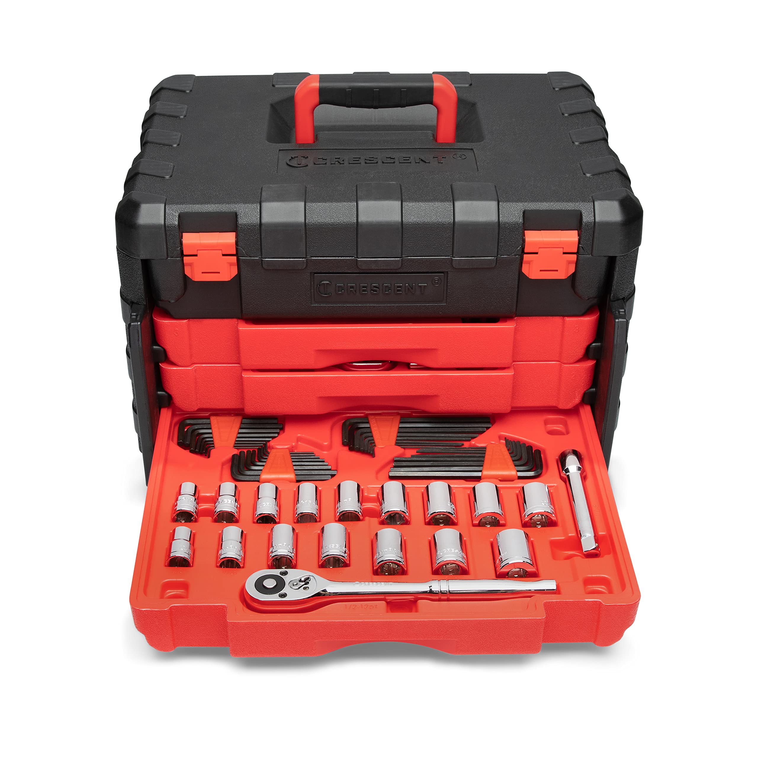 229 Piece 1/4", 3/8" & 1/2" Drive Mechanics Hand Tool Set with 3 Drawer Storage Case