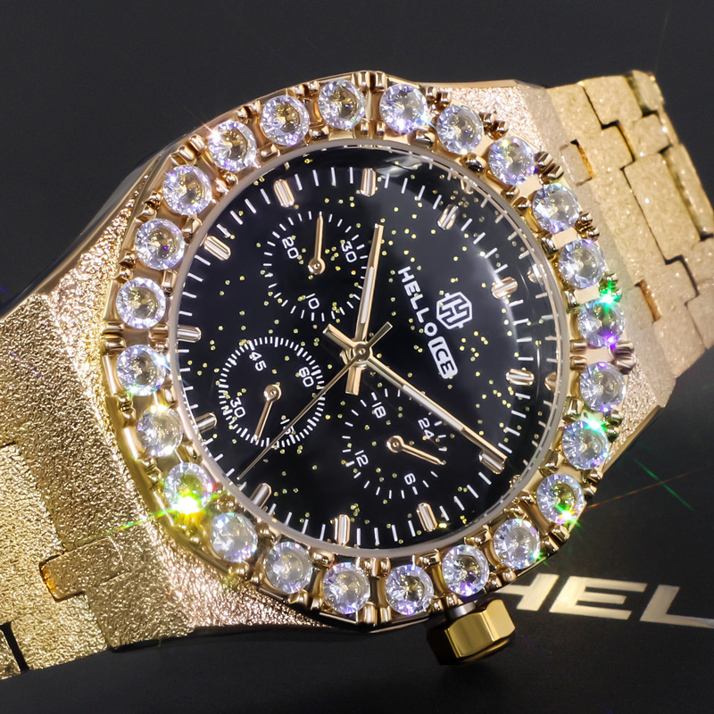 Glitter Dial Round Cut Watch