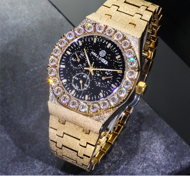 Glitter Dial Round Cut Watch