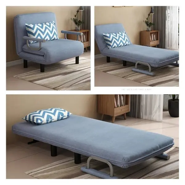 Folding sofa bed leisure recliner fabric breathable lazy sofa-2