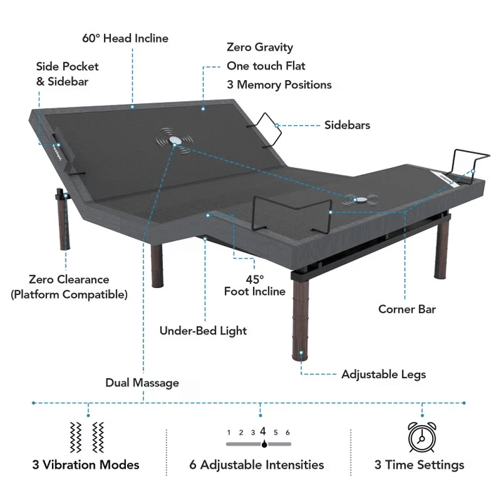 🔥Customized adjustable bed frame, pillow tilt, waist adjustment, wall-mounted✨