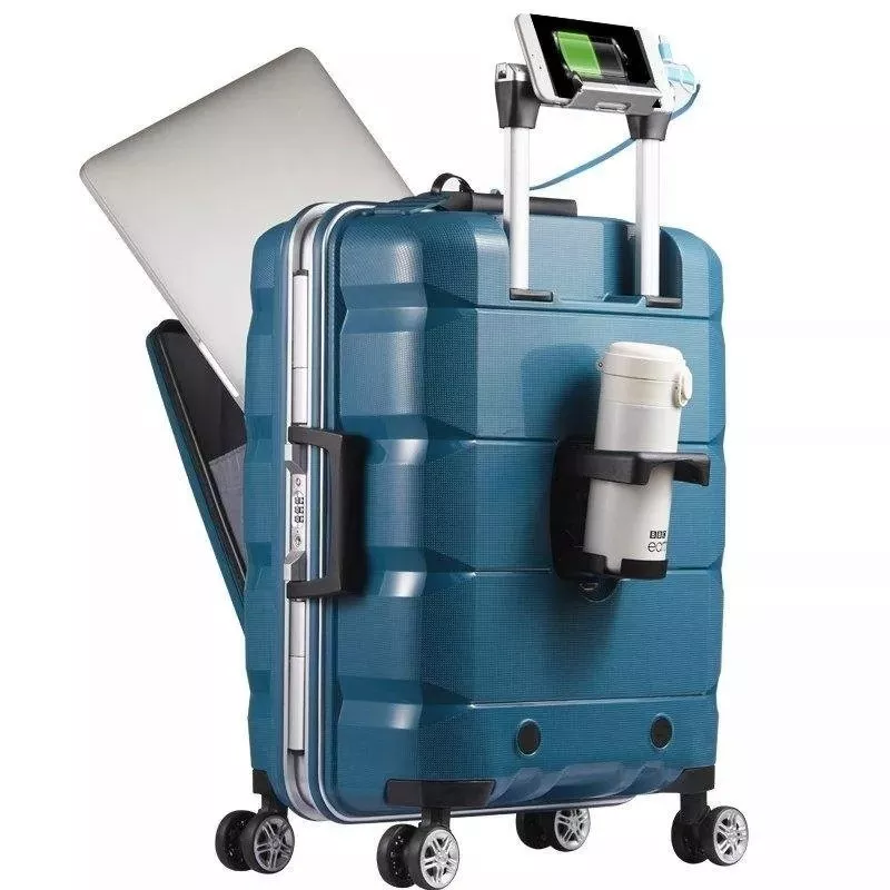 💝Clearance 💥【Two piece set】Multifunctional luggage case with charging port, cup holder, security lock and laptop stand