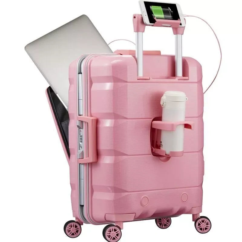 💝Clearance 💥【Two piece set】Multifunctional luggage case with charging port, cup holder, security lock and laptop stand