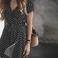 Polka Dot Hot Neck Dress