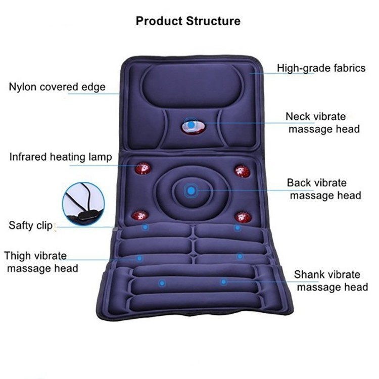 Foldable 9 in 1 Full Body Massager Mattress Automatic Heating Infrared Vibrating Massage Mat