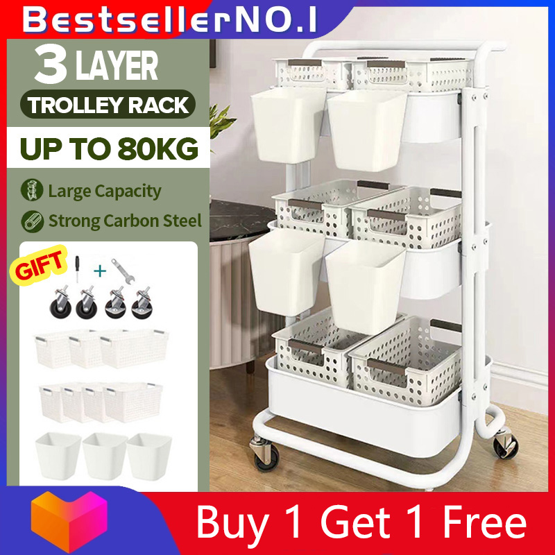 3 Tier Multipurpose Trolley Cart Organizer🎁Buy 1 Get 1 Free🎁