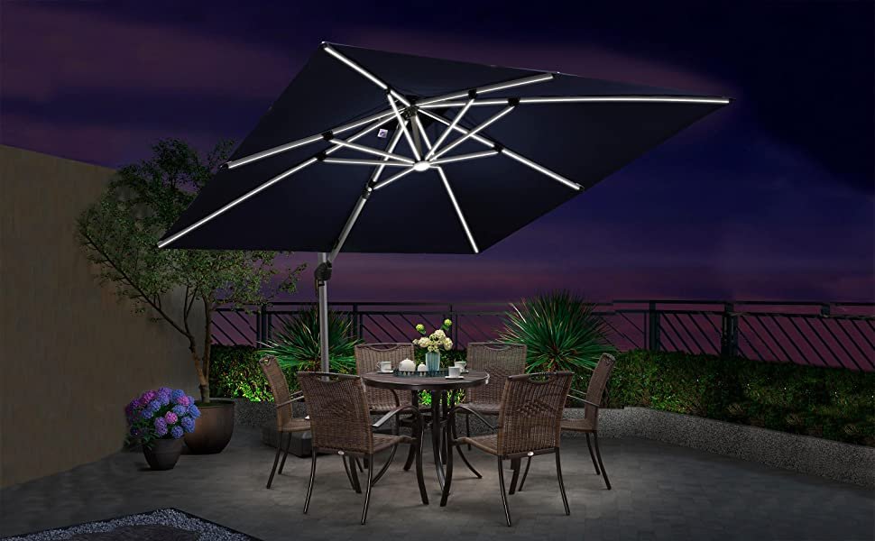 Solar Powered LED Patio Umbrella