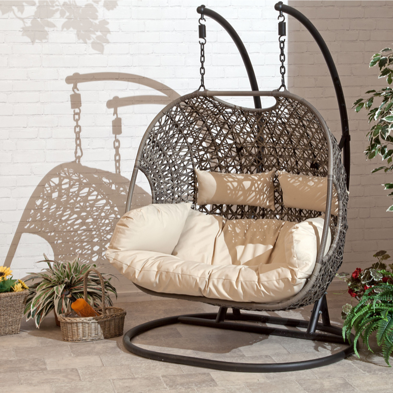 2023 Patio Wicker Swing Chair ，Including Vertical Rain Cover🎉With Seat Cushion