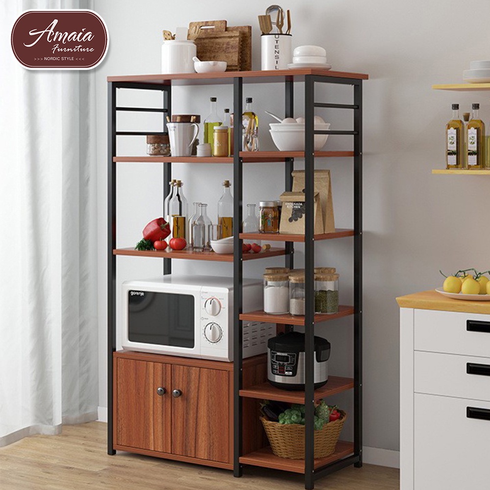 【ye2】Amaia Furniture Multi-layer Shelf Standing Storage Shelf Cabinet Space-saving Microwave Oven Rack