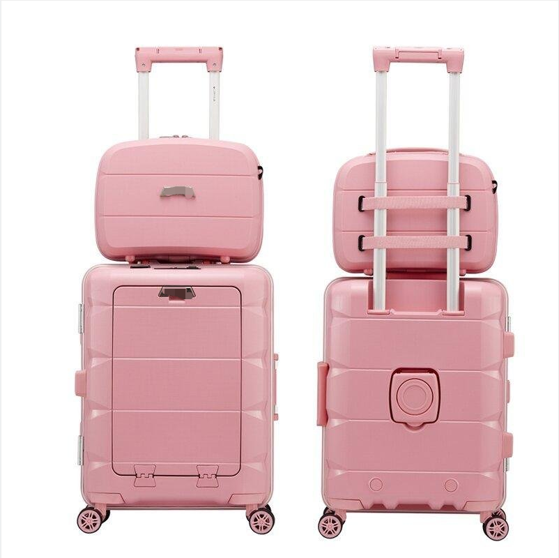 【The Set of 2】Multifunctional Luggage Set Polypropylene Hard Side Cabin Suitcase