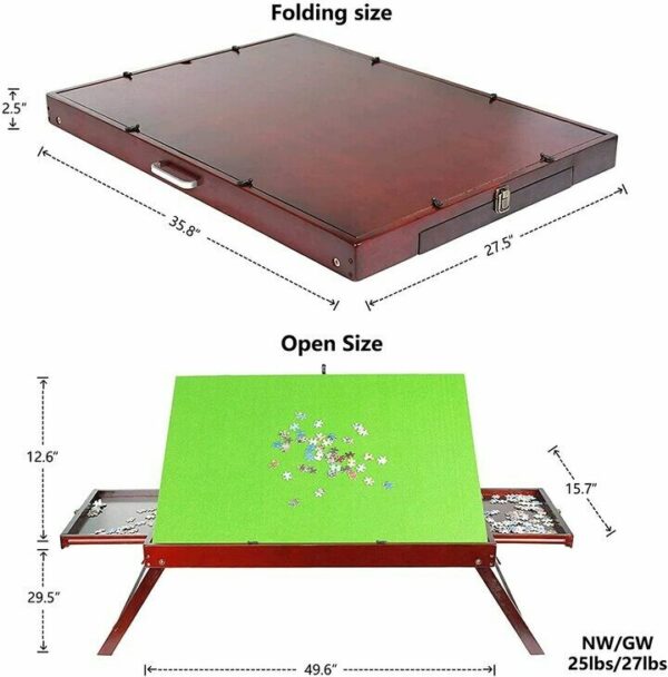 【】Wooden Jigsaw Puzzle Table, Portable Folding Puzzle Table for Adults Jigsaw Puzzle Tilting Board for 1500 Pieces Puzzles,Gift for Puzzle Enthusiast-Christmas Clearance Sale