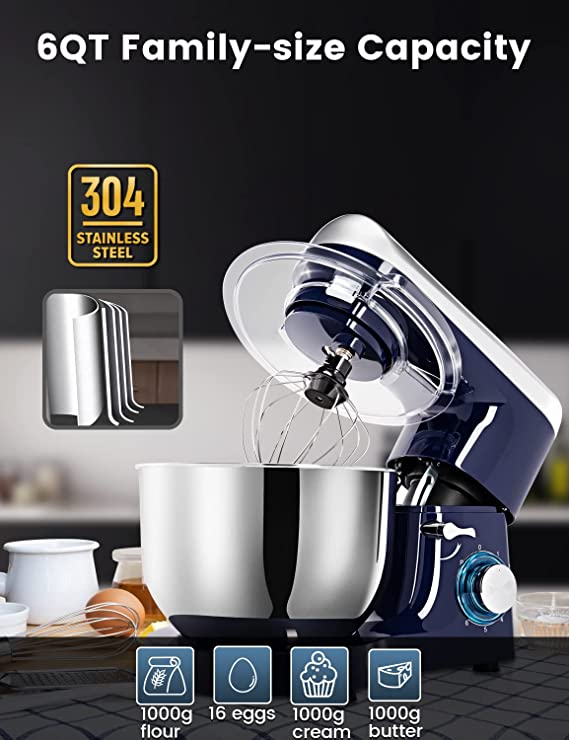 （🔥Clearance Sale）Stand Mixer, Kitchen Electric Mixer with Dough Hook, Wire Whip & Beater