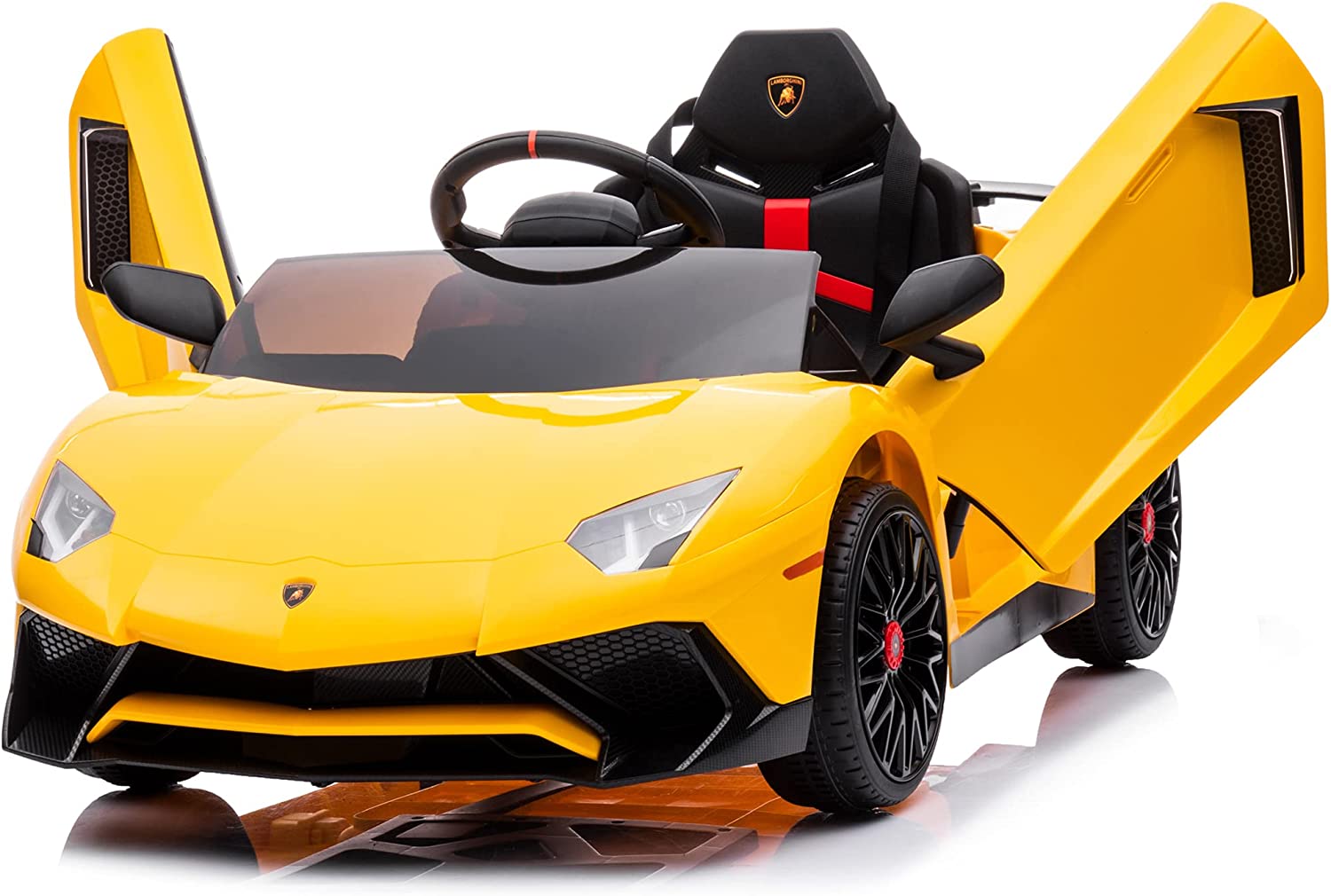 Kids Electric Ride On 12V Licensed Lamborghini Aventador Battery Powered Sports Car Toy with 2 Speeds