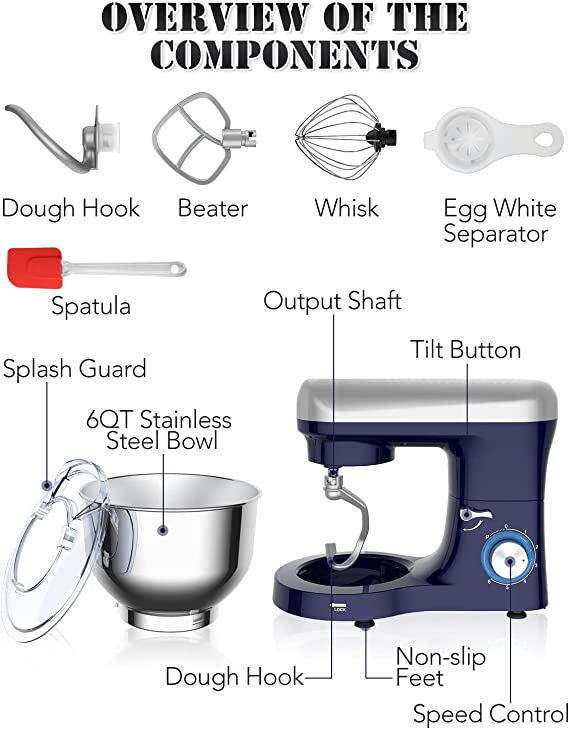 （🔥Clearance Sale）Stand Mixer, Kitchen Electric Mixer with Dough Hook, Wire Whip & Beater