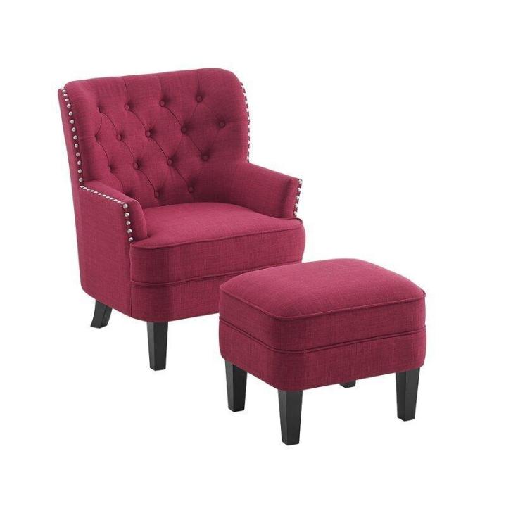 32” Wide Tufted Wingback Chair and Ottoman