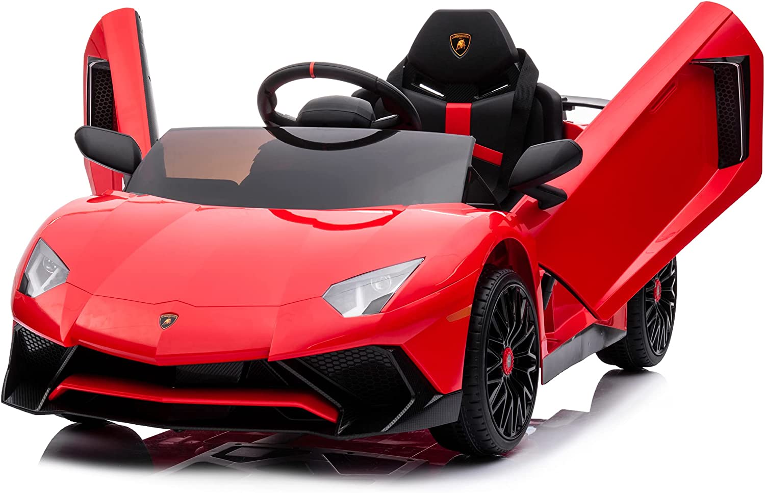 Kids Electric Ride On 12V Licensed Lamborghini Aventador Battery Powered Sports Car Toy with 2 Speeds