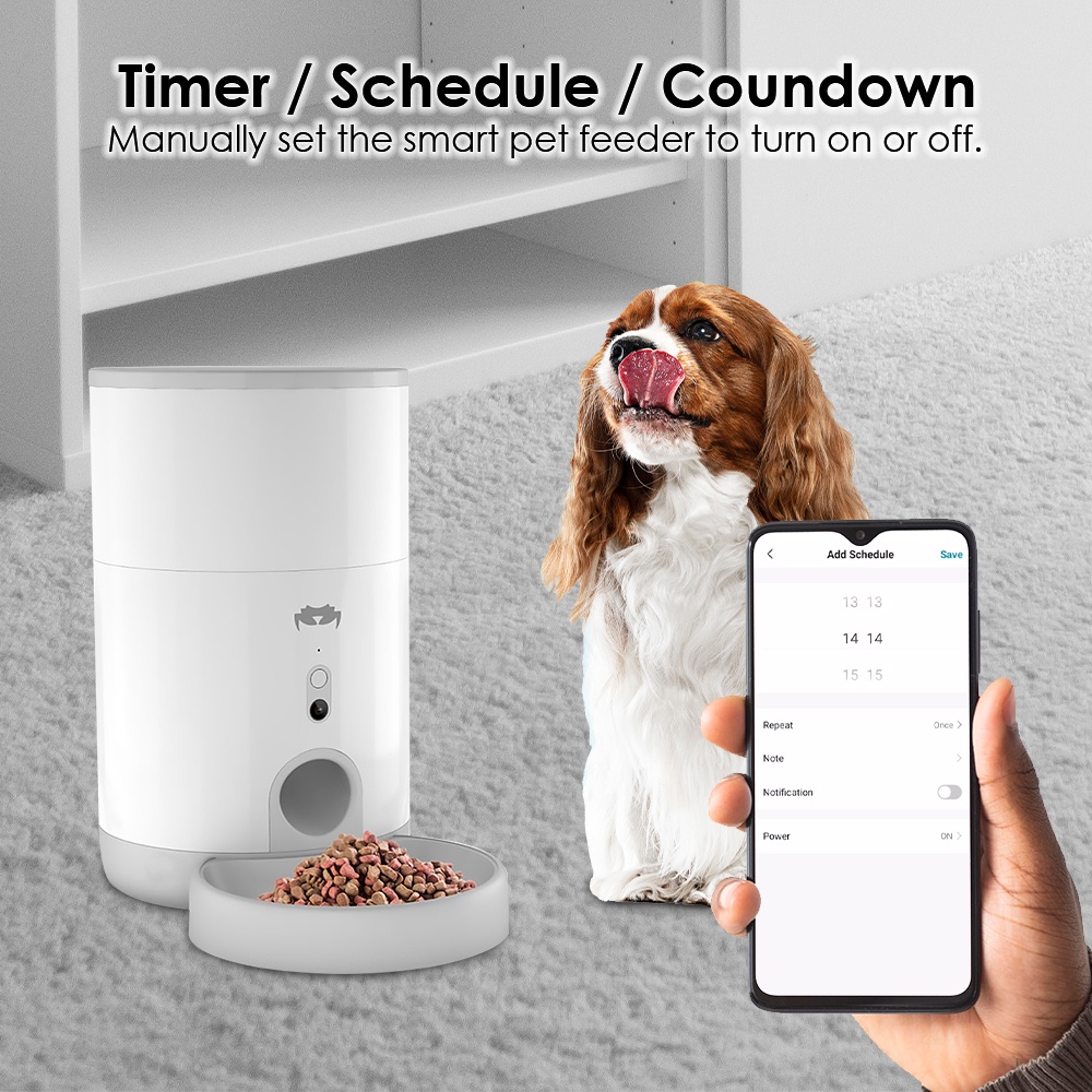 【F】CrabTek Automatic Pet Feeder w/ Wide Angle Camera and 2 way Audio Cat App Google Assistant Siri