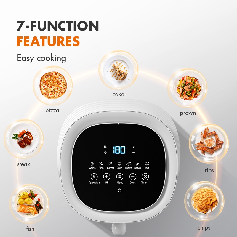 【Limited Time Sale】Gaabor 4.5L Touch Screen Air Fryer, Non-stick Frying with 7 Featured Function