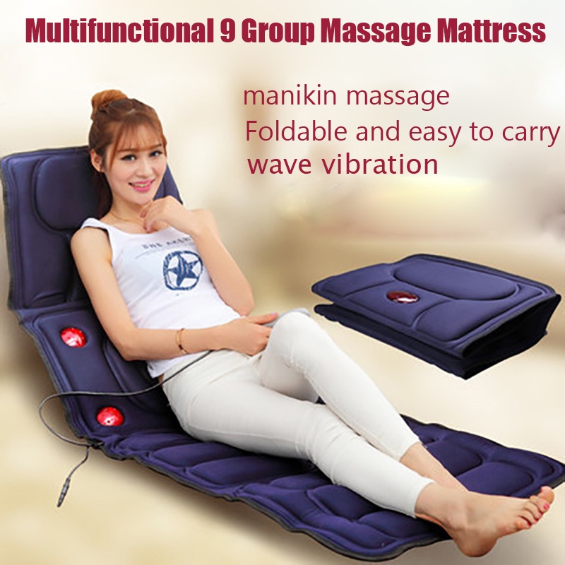 Foldable 9 in 1 Full Body Massager Mattress Automatic Heating Infrared Vibrating Massage Mat