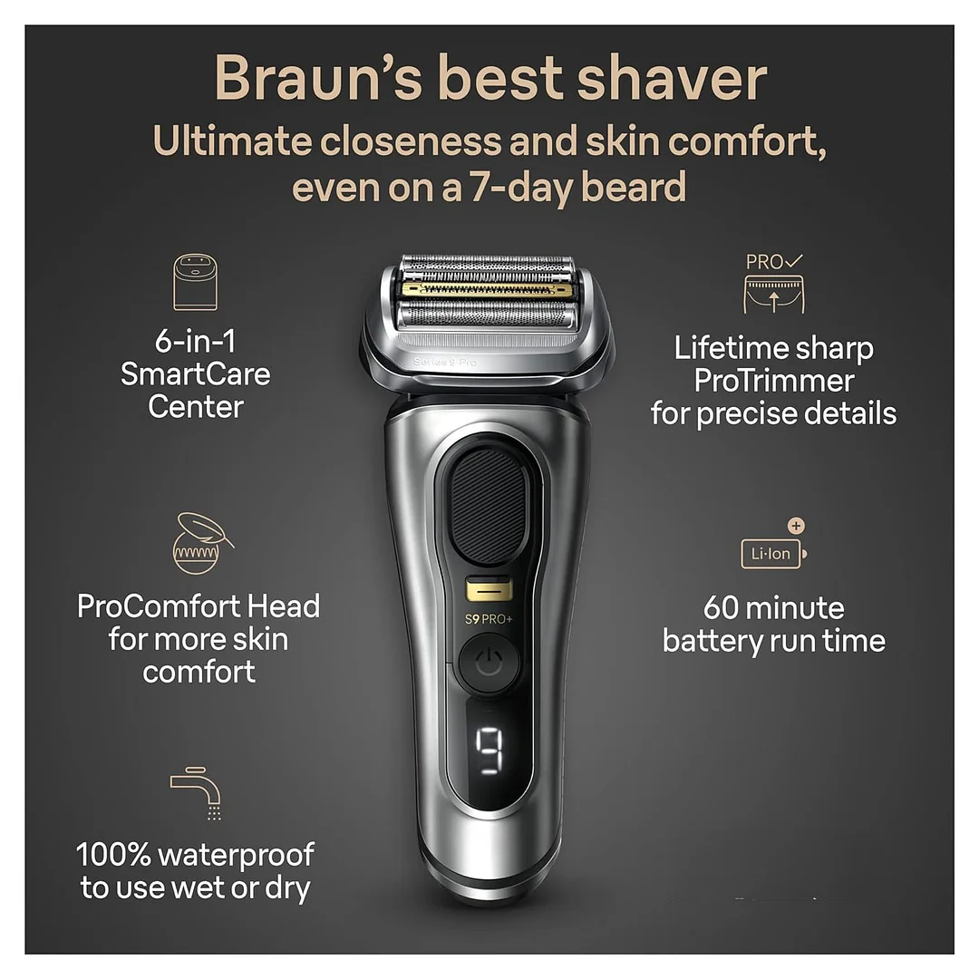 🔥Clearout Sale Men's Electric Shaver and Trimmer Set, Wet and Dry Use, Rechargeable, with 6 Refill Cartridges