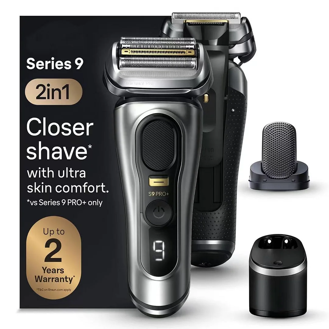 🔥Clearout Sale Men's Electric Shaver and Trimmer Set, Wet and Dry Use, Rechargeable, with 6 Refill Cartridges